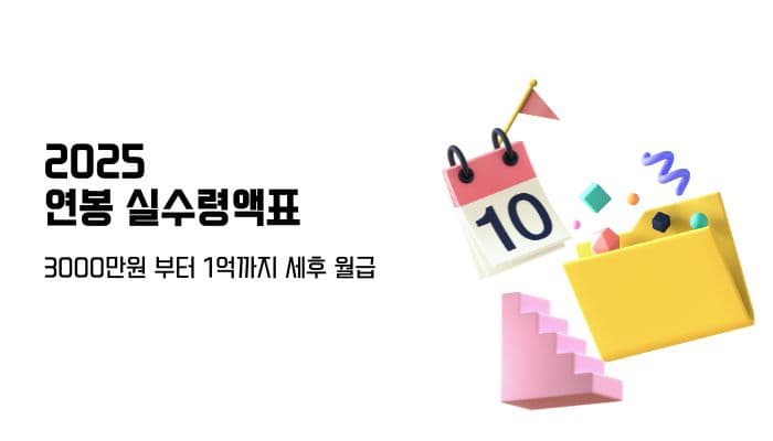 2025 연봉 실수령액표 - 연봉별 세후 월급 비교